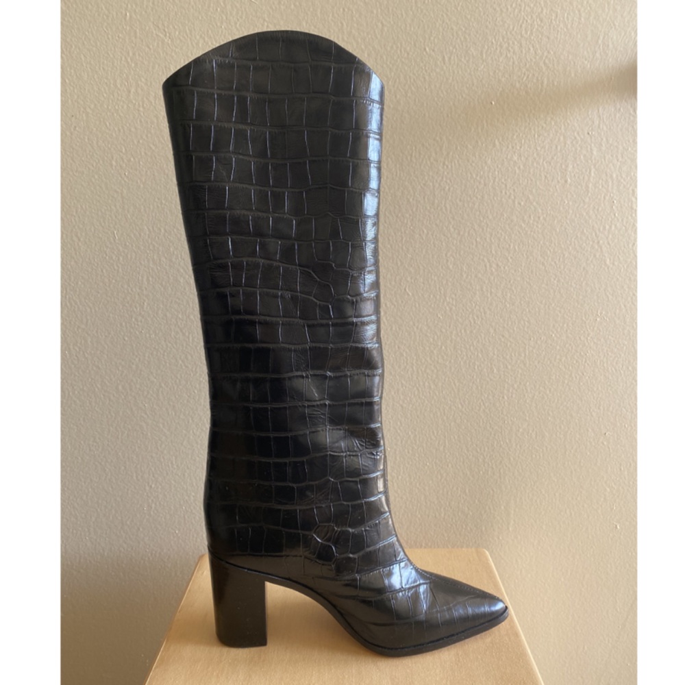 Schutz Maryana Croc Embossed Leather Knee-high Boot